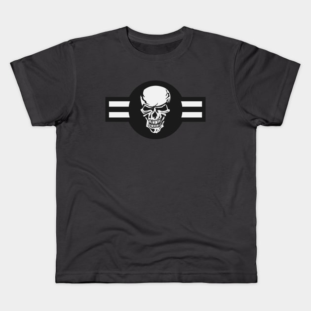 Military aircraft roundel emblem with skull illustration Kids T-Shirt by hobrath